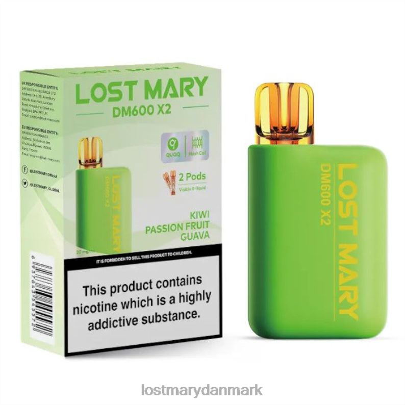 LOST MARY EU - dm600 x2 engangs vape kiwi passionsfrugt guava V6FN193