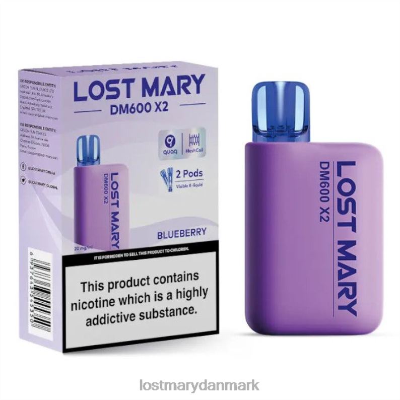 LOST MARY Flavours - dm600 x2 engangs vape blåbær V6FN189